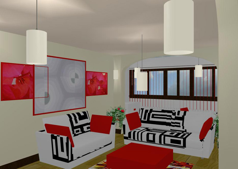 Amenajarea livingului a fost realizata intr-un stil modern. Peretii