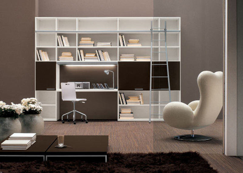 Biblioteca cu birou incorporat. Foarte eleganta si cu design modern.