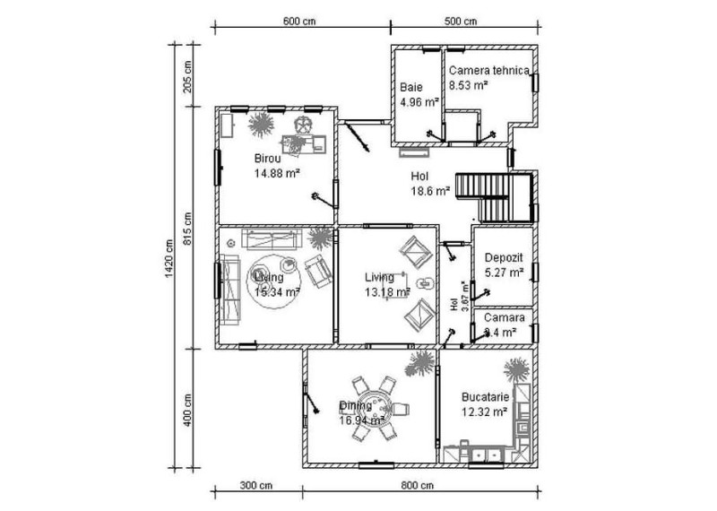 Casa de lemn IPOTESTI - plan parter