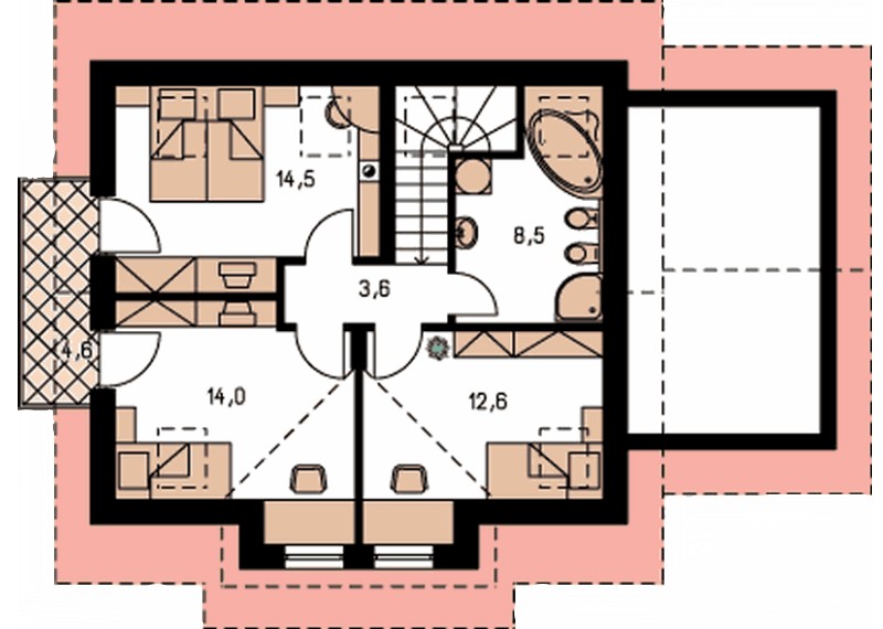 Casa de lemn Franta3 - plan etaj