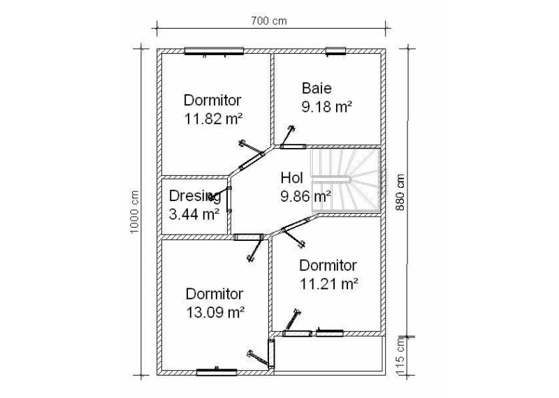 Casa de lemn MIHAILESTI 2 - plan etaj