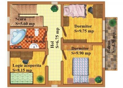Casa de lemn TEODORA - plan etaj