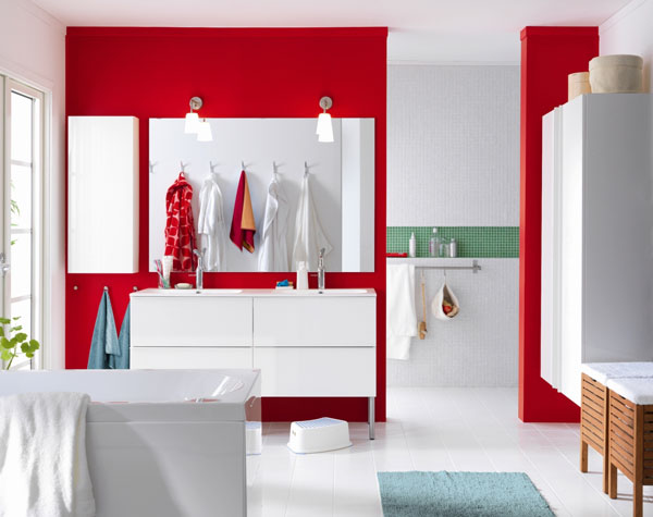 GODMORGON mobilier baie din MDF si sticla securizata, rezistent la