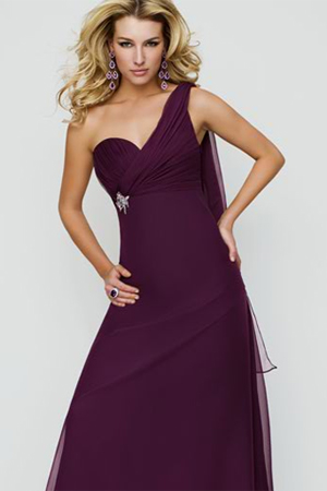 Rochie de seara violet cu un umar gol