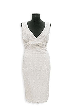 Rochie alba din saten cu broderie