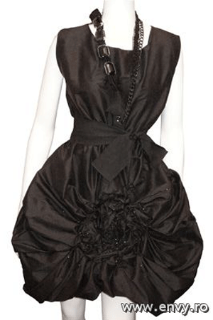 Rochie neagra shantung din matase 100%