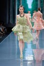 Rochie Dior Haute Couture gri-verzui, din matase si cu broderii.