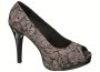 14. Peeptoes High Heel eleganti, 
pe culorile negru-gri, cu design