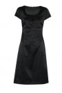 Rochie midi, cambrata, din saten, captusita si cu maneci scurte.