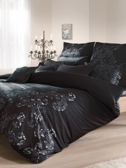 Lenjerie pat de lux neagra, din bumbac satinat -Valeron Anthea