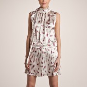 Rochie cu guler esarfa din satin pentru femei