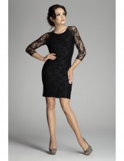 Rochie de seara din dantela - negru M076